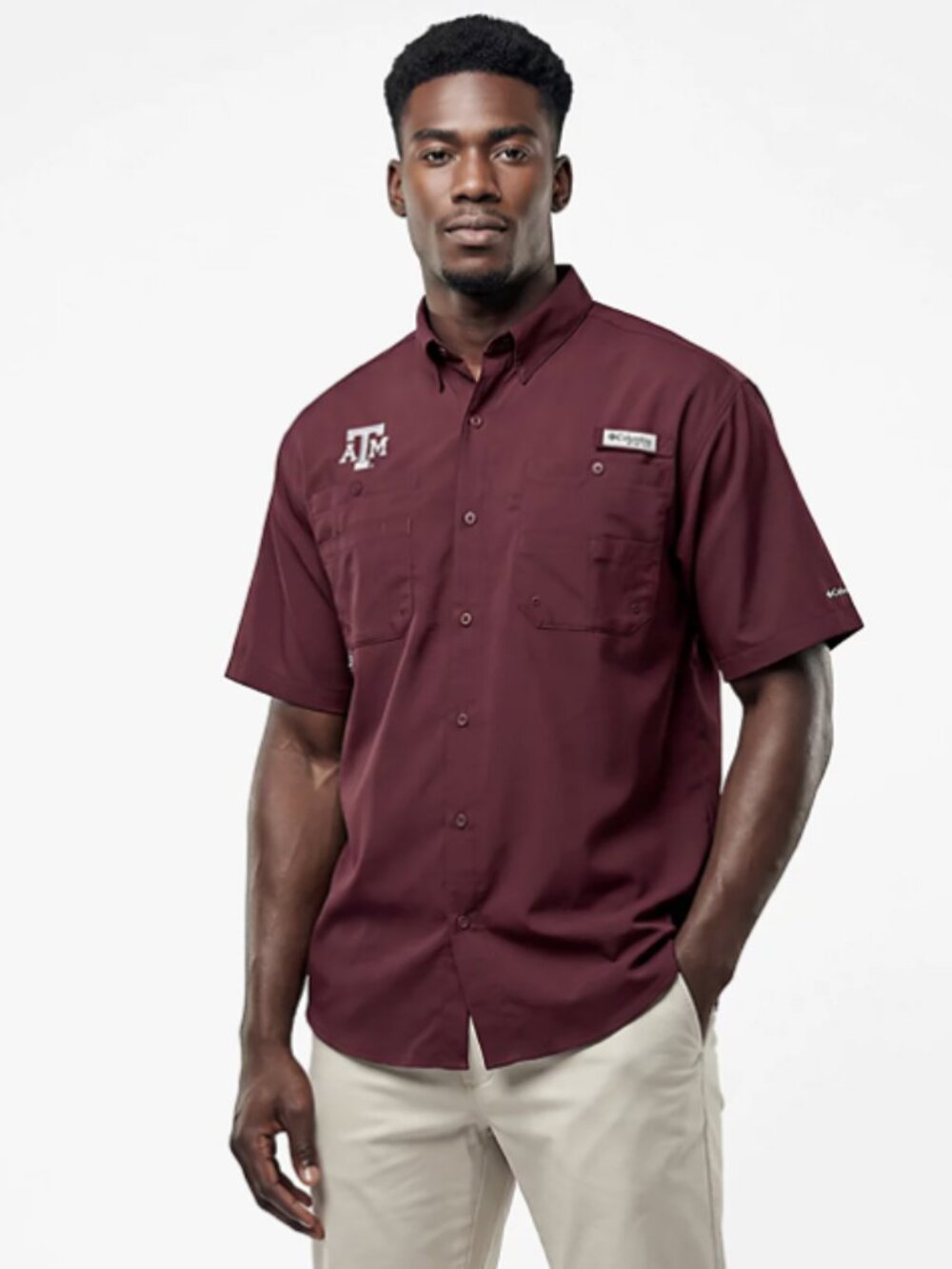 Columbia PFG Texas A&M Aggies Shirt Size Medium Maroon Fishing Button Up